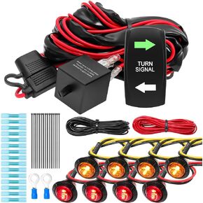 UTV Turn Signal Kit with Turn Signal Rocker Switch, ATV Street Legal Kit Compatible with Polaris RZR Ranger Turbo Can-am(Blue Backlight)