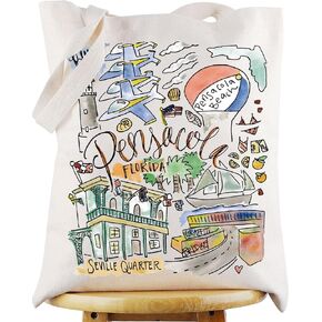 WZMPA Pensacola Florida Travel Tote Bag Pensacola Souvenir Gift Pensacola Beach Shoulder Bag Pensacola City Trip Merchandise