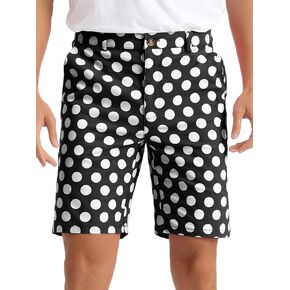 Lars Amadeus Polka Dots Shorts for Men's Flat Front Retro Dress Shorts