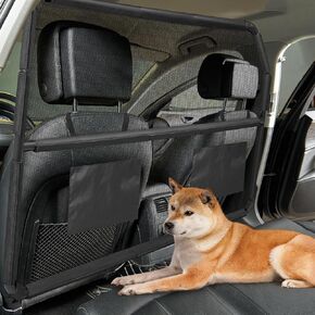 Nandae Dog Car Barrier Escape-Proof, 50" Wide Pet Restraint Car Backseat Divider Vehicle Gate Cargo Area Travel Trunk Barricade Shield with See Through Net Mesh for Trucks, SUV & Full Sized Vehicles
