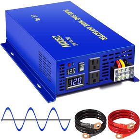 2000 Watt Inverter Pure Sine Wave, Power Inverter 12V to 110V 120V, DC to AC Inverter for Car, Off Grid Solar System. (Peak 4000W)