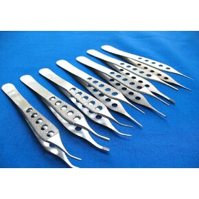 7 PCS Assorted HIGH Grade ADSON Dressing + Tissue + Brown Forceps PACIFATED with FENESTRATED Handle (HTI Brand)
