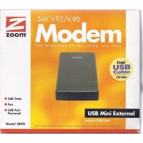 Zoom 3090-00-00 V.92 / V.44 USB External Controllerless Fax Modem