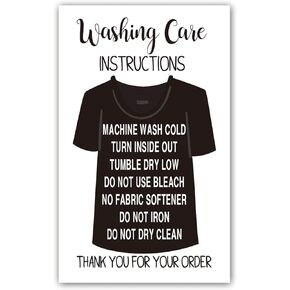 N / A 50 T-Shirt Washing Instructions Cards, Shirt Care Instruction Cards, Care Instructions Insert for Small Business Packaging, Customer Directions Cards, Small Online Shop Package Insert