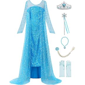 Little Girls Snow Princess Dress Costume With Accessories,2T 3T 4T 5 6 7 8 10