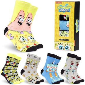 SpongeBob SquarePants Mens Socks, 5-Pack Socks Men 6.5-9.5, Funny Gifts for Men