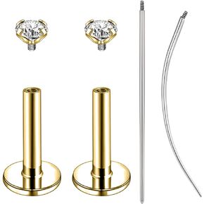 16g/18g Internal Thread CZ Stud Piercing Jewelry Surgical Steel Tragus Monroe Lip Helix Cartilage Earrings Studs for Women Men