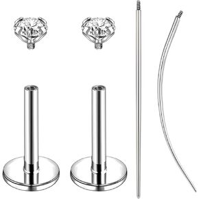 16g/18g Internal Thread CZ Stud Piercing Jewelry Surgical Steel Tragus Monroe Lip Helix Cartilage Earrings Studs for Women Men in Kuwait