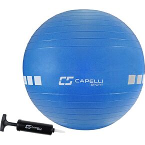 Capelli Sport Exercise Ball for Yoga, Balance Ball, Pilates, Anti Burst Slip Resistant, Quick Pump, Blue, 55 cm