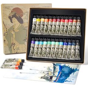 Paul Rubens Watercolor Paint Tubes Artist, 24 Professional Grade Water Color set, (Subtle-Natural-Minimalistic-Timeless-Ancient) Art Painting Supplies for Adult