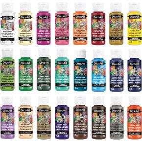 DecoArt Crafter’s Acrylic Paint Set, 24 (2 fl oz/59 ml) Assorted Matte Finish Colors, DIY Arts And Crafts Acrylic Paint, 48 Fl Oz(Pack of 1)