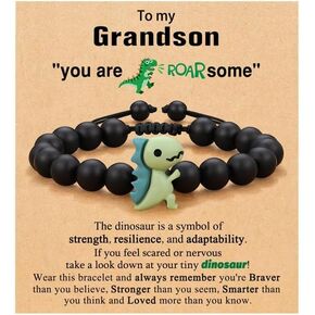 Fuqimanman2020 Dinosaur bracelet for sons and grandchildren on school Day/Frist Day/birthday adjustable cartoon bracelet with cardstock
