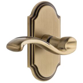 Grandeur Hardware Arc Tall Plate Double Dummy with Portofino Lever in Vintage Brass in Saudi Arabia