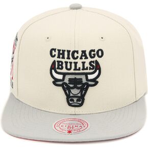 Mitchell & Ness Chicago Bulls NBA Chiment Snapback Hat Cap - Off White/Grey