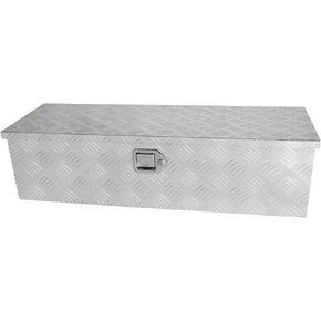 Truck Bed Toolbox for Trailer Pickup, RV Storage Organizer Tool Box Flatbox with Side Handle Lock Keys, Aluminum 5 Bar Tread Pattern Truck Bed Tool Box, Diamond Plate Chest Box Organizer 39 inches