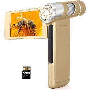 مجهر رقمي Andonstar AD203S HDMI مزود بجيب بطاقة SD سعة 32 جيجابايت ومجهر رقمي إلكتروني للأطفال والكبار لمراقبة الأدوات الخارجية (ذهبي) in Kuwait