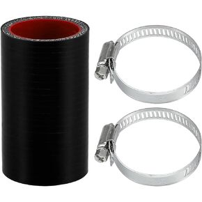 X AUTOHAUX 1 Set 35mm 1.38" ID 76mm 2.99" Length 0 Degree Black Red Car Silicone Hose with Clamps Coolant Hose Universal