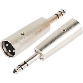 PNGKNYOCN XLR to 1/4" Adapter，6.35mm TRS Male to XLR Male Stereo Balanced Audio Connector for Mixer, Speaker, Microphone and More（2-Pack）