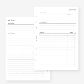 A5 Goal Planner Insert Agenda Refill for Filofax A5, Kikki K Large, LV GM sized 6 ring agendas, 5.8 x 8.3
