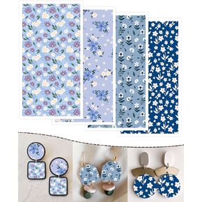 Puocaon Polymer Clay Transfer Paper - Blue Flower Transfer Paper for Polymer Clay Jewelry, Water Transfer Paper for Polymer Clay, Daisy Clay Transfer Paper for Polymer Clay Earrings (20 Pcs)