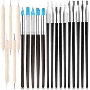 Mooliwe 20 Pcs Silicone Clay Sculpting Tool Clay Shaping Modeling Wipe Out Tools Silicone Paint Brush Modeling Dotting Tool Polymer Clay Accessories for Pottery Clay Sculpture Carving DIY Handicraft