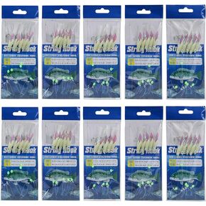 10 Packs Luminous Bait Rigs Fishing Flasher Lures Fishing Bait Rigs Fish Skin Glow Fishing Lure Fishing Beads Fishing Rigs with High Carbon Hooks for Freshwater Saltwater