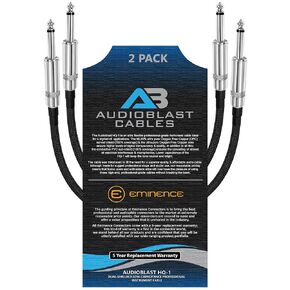 Audioblast - وحدتان - 1.5 قدم - HQ-1 - جديلة (أسود) مرنة - محمية مزدوجة (100%) - كابل تصحيح دواسة تأثيرات آلة الجيتار مع مقابس TS مستقيمة ¼ بوصة (6.35 مم) وأحذية مزدوجة متداخلة in Kuwait