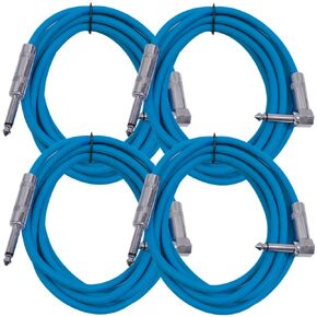 الصوت الزلزالي SAGC10R-Black-4Pack 10 أقدام، 4 حزم TS 1/4 بوصة إلى 1/4 بوصة زاوية يمنى TS كابلات جيتار، أسود