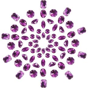 PH PandaHall Black Sew On Rhinestones, 70pcs 7 Styles Acrylic Faceted Flatback Crystal Buttons Gems for Clothing Wedding Dress Decoration