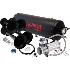 Vixen Horns Train Horn Kit for Trucks/Car/Semi. Complete Onboard System- 200psi Air Compressor, 2.5 Gallon Tank, 4 Trumpets. Super Loud dB. Fits Vehicles Like Pickup/Jeep/RV/SUV 12v VXO8325/4114B