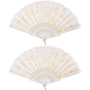 Elegant Rose Lace Floral Folding Hand Fans Bulk,Retro Pattern Hand Fan For Tea Party Favors For Women, Wedding Dancing Church Party Gifts,2 Pack