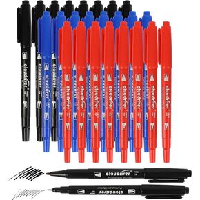 Ultra Fine Permanent Markers, 60 Bulk Pack Twin Tip Black Permanent Marker Set, Waterproof and Quick Drying