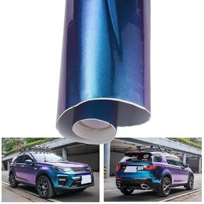 Matte Galaxy Purple to Light Blue Chameleon Vinyl Wrap Sparkle Self Adhesive Color Change Car Vinyl Wrap Roll, 11.8'' x 7.87''