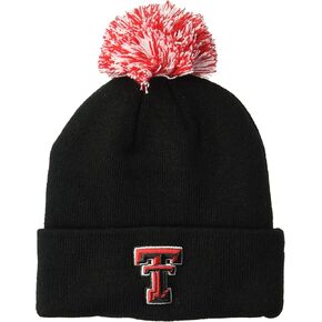 NCAA Zephyr Texas Tech Red Raiders Mens Pom Knit Beanie, Adjustable, Team Color