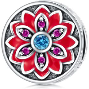 Flower Bead Charms 925 Sterling Silver Charm Beads for Bracelets DIY Charm Gift for Women Girls