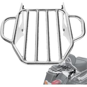 Chrome Detachable Luggage Rack 2-Up Mounting Rack Fit for Harley Touring Road King Street Electra Glide 2009-2024 2021 2020 2019 2018 2017 2016 2015 2014 2013 2012 2011 2022 2023