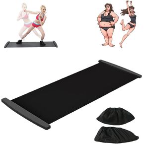 Slide Board with Shoe Cover Slimming Exercise Guide Slide Mat for Leg Pot Training Fitness and Athletic Training, Exercise Equipment for Low Impact Balance Training
