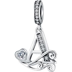Silver Letter Charm Fit for Pandora Charms Bracelet Alphabet Initial Dangle Charms Beads Jewelry Gifts for Women Girls