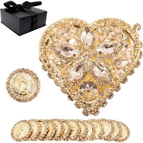 Arras de boda catolica with our virgen de Guadalupe in a gift box 13 coins set - arras de matrimonio - wedding arras - wedding coins - Arras for wedding coins catholic - monedas de boda vintage