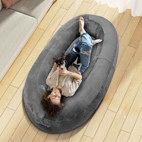 Inflatable Human Dog Bed, Infltable Giant Pet Bed with Washable Cover for People Adult Large Dog Bean Bag, Gray in Kuwait