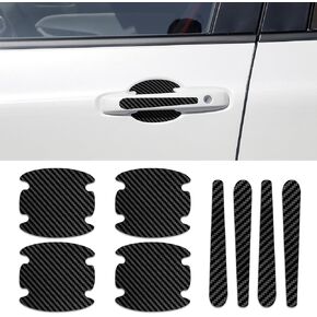 8PCS Car Door Handle Scratch Protector, Car Door Handle Paint Guard Cover, Carbon Fiber Car Door Handle Bowl Sticker, Door Protective Film for Most Car Handles (Blue)