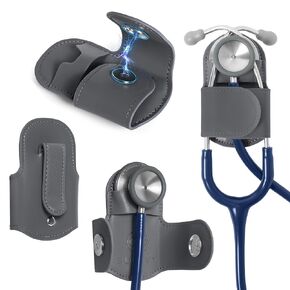 Stethoscope Holder Clip - Magnetic Closure & Inner Pocket - Genuine Leather Stethoscope Waist Holder - Comfortable Stethoscope Clip Storage – Stethoscope Accessories Gift for Nurses, Doctors, & More