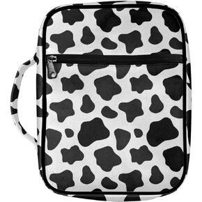 AFPANQZ Classic Cow Print Bible Bag Bible Cover with Front Zipper Pockets Bible Book Case Covers Portable Carrying Organizers Bible Bag Tote Bag for Standard Size Bible
