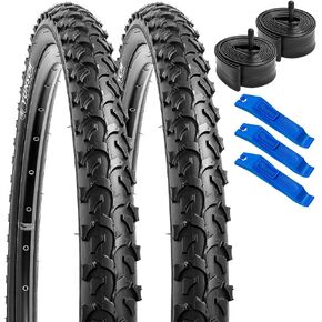YUNSCM 26" Bike Tires 26x2.125/57-559 and 26" Bike Tubes Compatible with Mountain/Off Road Bike 26x1.75 26x1.95 26x2.0 26x2.10 26x2.125 26x2.20 26x2.25 Bike Bicycle Tires and Tubes (A-210/Y-1108)