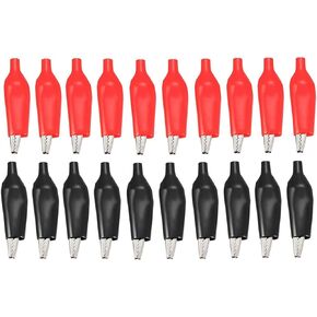 Medium Alligator Clips Black Red Soft Insulated Boots Covered Test Lead Clamp 20Pcs