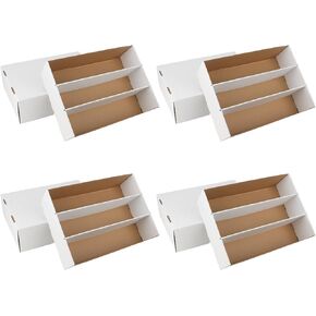 HIMOMO 4 Pack Trading Card Storage Box, 2340 Count Card Storage Box White Sports Card Storage Box Card Organizer Box Trading Card Box for Storing Protecting and Organizing Soccer Basketball Game Cards