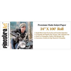24" X 100' Premium Arctic Matte Inkjet Photo Paper - Roll 3 INCH CORE