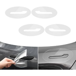 4 PCS Tesla Door Bowl Film, TPU Scratch Repair Invisible Door Handle Paint Protector, Non Adhesive Custom Cutting Auto Adsorption Decals, Compatible with Tesla Model Y/3 (Transparent)