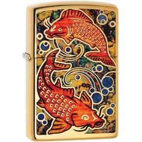 Zippo Lighter: Koi Fish, Fusion - High Polish Brass 80694
