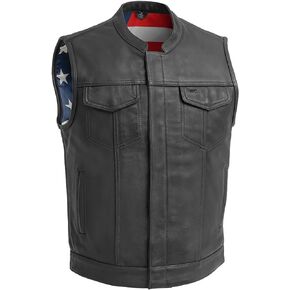 First Mfg Co - Born Free - Men's Motorcycle Biker Riding Black Leather Vest